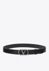 Valentino Garavani Vlogo Signature Belt In Shiny Calfskin 30 Mm In Black