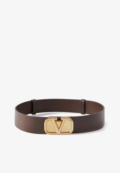 Valentino Garavani Vlogo Calf Leather Belt In Brown