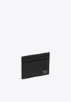 Valentino Vlogo Calf Leather Cardholder In Black
