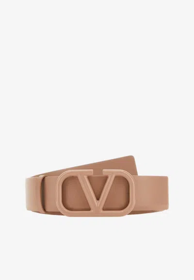 Valentino Garavani Vlogo Calfskin Belt In Pink
