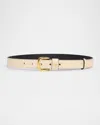 Valentino Garavani Vlogo Calfskin Leather Belt In Ren Butter White