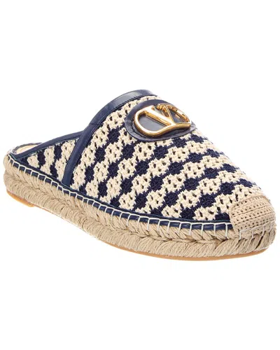 Valentino Garavani Valentino Vlogo Canvas & Leather Mule In Blue