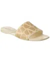 Valentino Sandalo Slide In Rafia Toile Iconographe In Beige