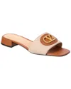 Valentino Garavani Vlogo Embellished Textured-leather And Canvas Slides In Neutrals