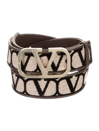 Pre-owned Valentino Garavani Vlogo Canvas Belt In Neutral