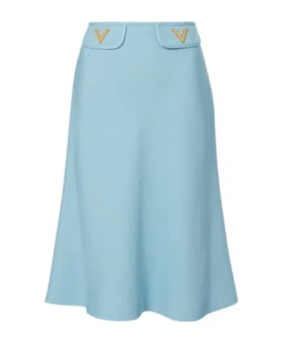 Valentino Vlogo Canvas Midi Skirt In Blue