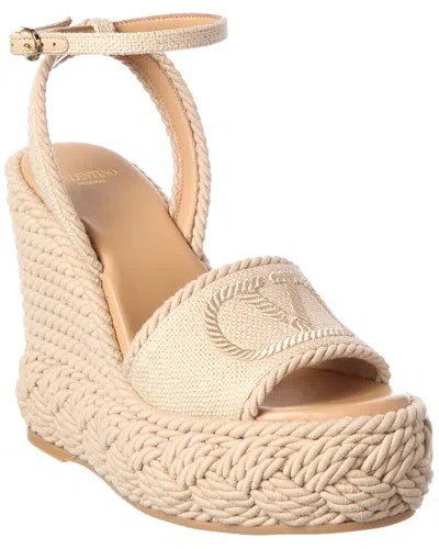 Valentino Garavani Valentino Vlogo Canvas Sandal In Neutral