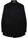 Valentino Rear Yoke Wool Blend Shirt In Blue