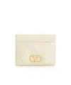 Valentino Quilted Vlogo Card Holder In White