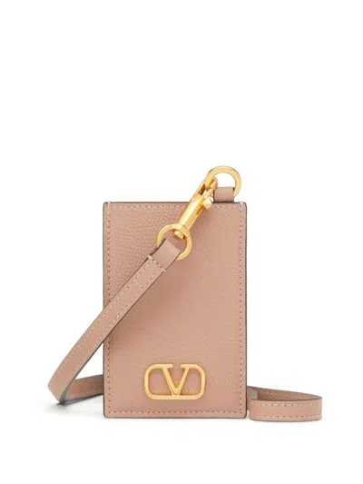 Valentino Garavani Vlogo Card Case With Strap In Pink