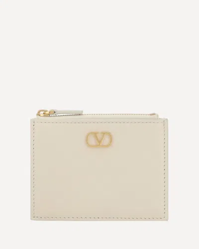 Valentino Garavani Vlogo Card Holder In Beige