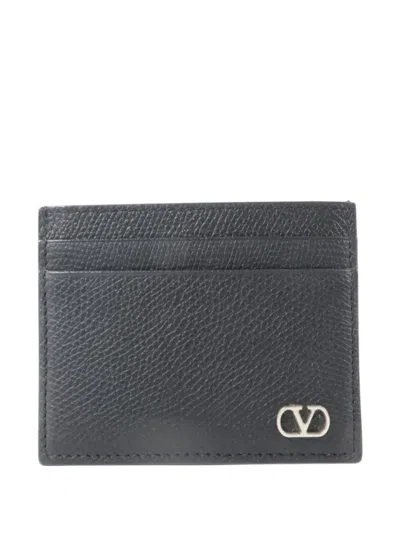 Pre-owned Valentino Garavani Vlogo Card Holder In Black