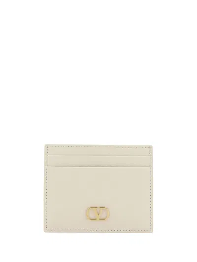 Valentino Garavani Vlogo Card Holder In Light Ivory