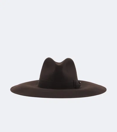 Valentino Garavani Vlogo Cashmere Felt Fedora In Brown
