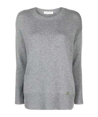 Valentino Vlogo Cashmere Jumper In Gray