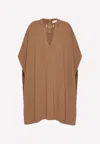 Valentino Brand-plaque Turtleneck Wool And Cashmere-blend Poncho In Brown