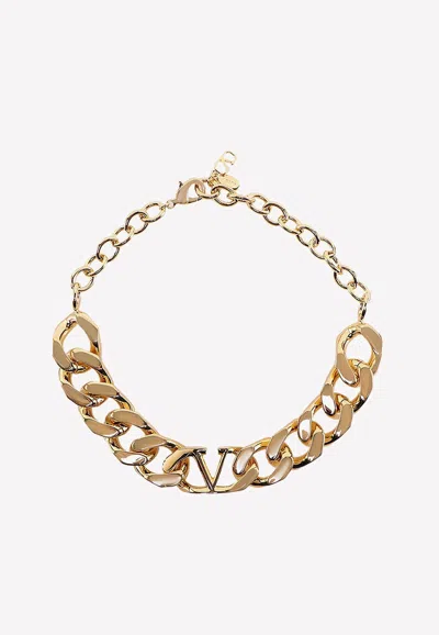 Valentino Garavani Vlogo Chain Choker Necklace In Gold