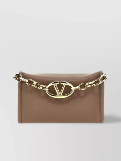 Valentino Garavani Vlogo Chain Clutch Bag In Brown