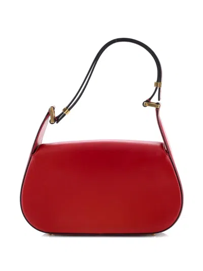 Pre-owned Valentino Garavani Vlogo Chain Flap Shoulder Bag Leather Medium Hobo Bag In Red