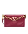 Valentino Vlogo Chain Leather Clutch Bag In Red