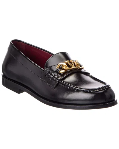 Valentino Garavani Valentino Vlogo Chain Leather Loafer In Black
