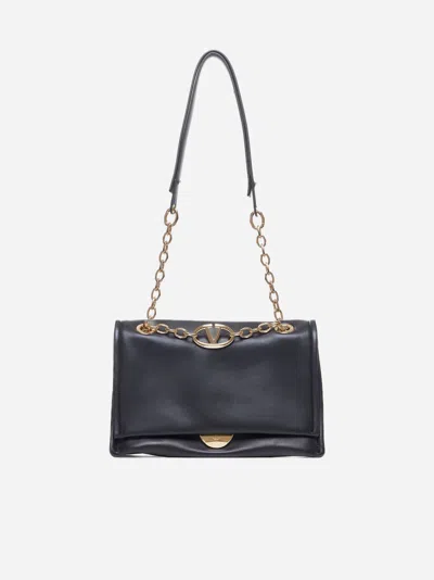 Valentino Garavani Vlogo Chain Leather Small Tote Bag In Black