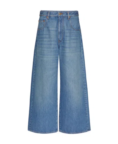 Valentino Vlogo Chain Medium Blue Denim Trousers