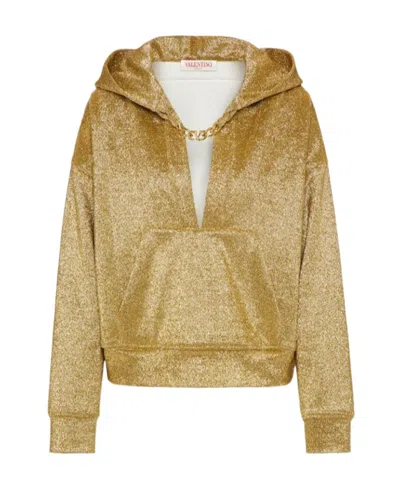 Valentino Vlogo Chain Metallic Hoodie In Animal Print