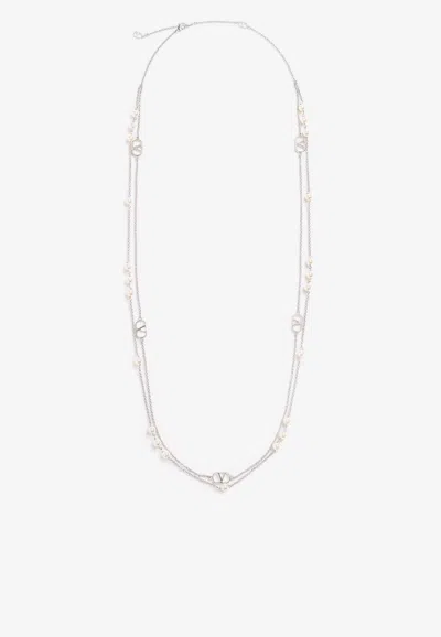 Valentino Garavani Vlogo Chain Necklace In Silver