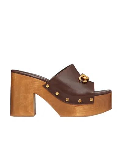 Valentino Garavani Vlogo Chain Platform Mules In Brown