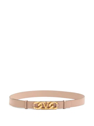 Valentino Garavani Vlogo Chain Shiny Calfskin Belt 25mm In Pink