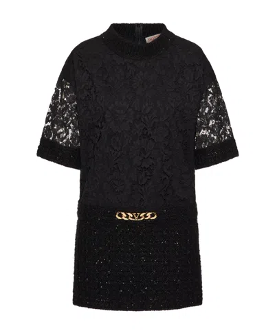 Valentino Vlogo Chain Short Dress In Black