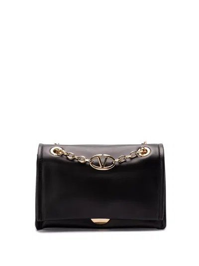 Valentino Garavani V Logo Chain Small Shoulder Bag In Black