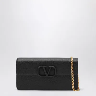 Valentino Garavani Vlogo Chain Wallet In Black Leather