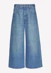 Valentino Vlogo Chain Wide-leg Jeans In Denim