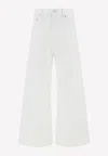 Valentino Chain Detail Wide Leg Denim Jeans In White