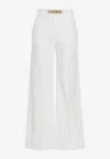 Shop Valentino Vlogo Chain Wide-leg Tailored Pants In White