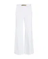 Valentino Cropped Embellished Cotton-blend Gabardine Wide-leg Pants In White