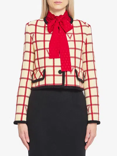 Valentino Vlogo Check Jacket In Neutral