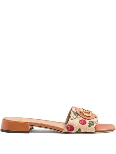 Valentino Garavani 20mm Vlogo Signature Cherryfic-motif Sandals In Beige