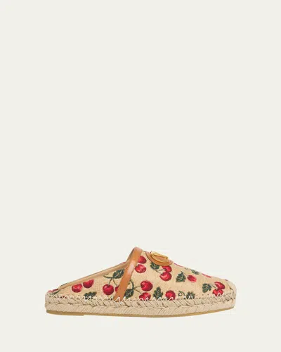 Valentino Garavani Vlogo Cherry Espadrile Mules In Multi