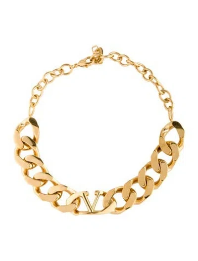 Pre-owned Valentino Garavani Vlogo Chunky Chain Choker Necklace, 14" In Multicolor