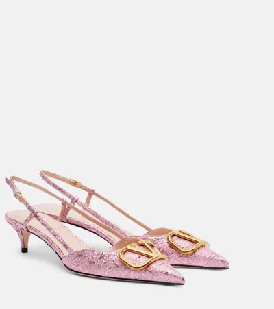 Valentino Garavani Vlogo Cloqué Jacquard Slingback Pumps In Pink