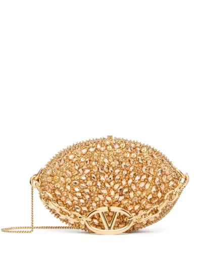 Valentino Garavani Vlogo Clutch Bag In Gold