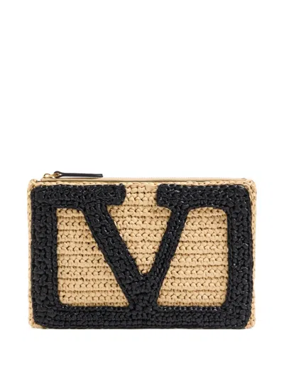 Valentino Garavani Vlogo Clutch Bag In Neutrals