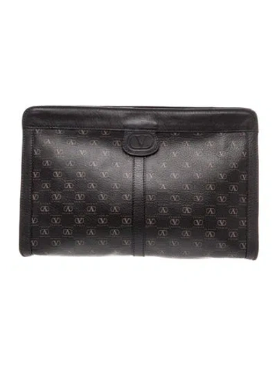 Pre-owned Valentino Garavani Vlogo Clutch In Black
