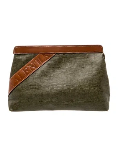 Pre-owned Valentino Garavani Vlogo Clutch In Green