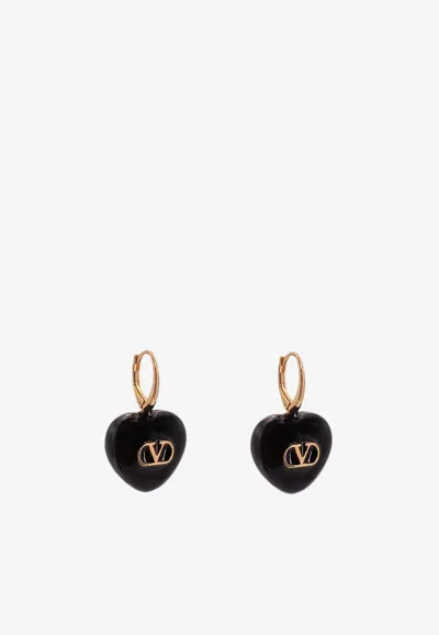 Valentino Garavani Vlogo Coeur Royal Drop Earrings In Metallic