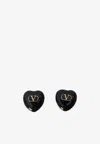 Valentino Black Enamel And Metal Coeur Royal Earrings In Black