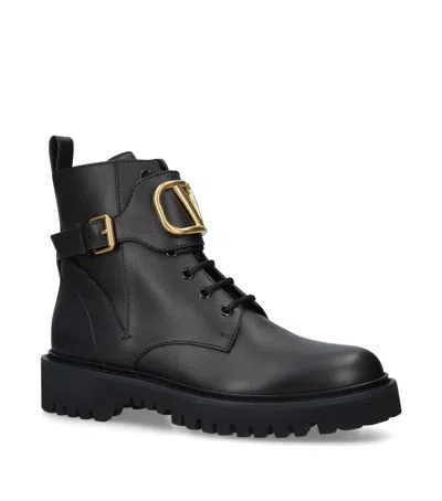 Valentino Garavani Vlogo Combat Boots In Black